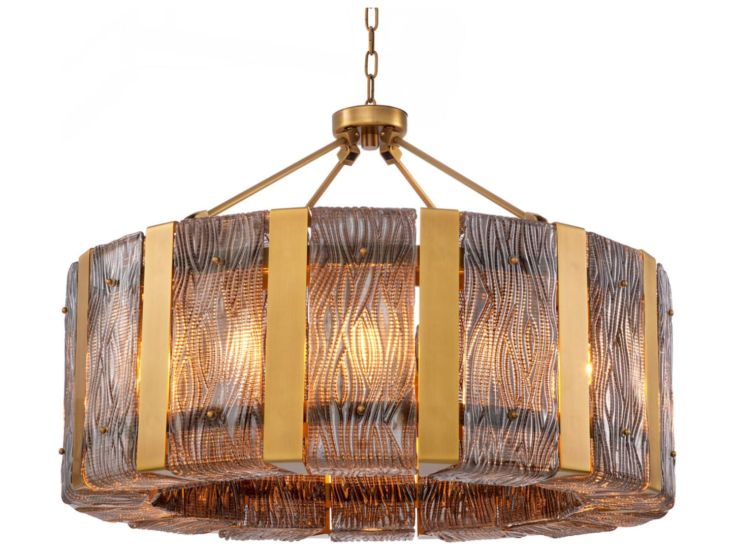 Eichholtz Elysian 14-Light Chandelier with Antique Brass and Smoke Glass