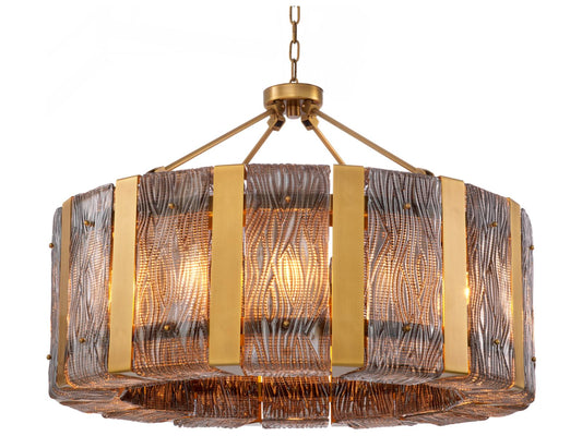 Eichholtz Elysian 14-Light Chandelier with Antique Brass and Smoke Glass