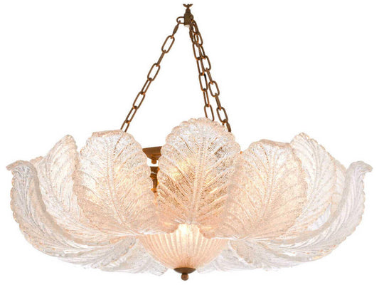 Eichholtz Cabrillo 7-Light Textured Glass Chandelier in Antique Brass Finish