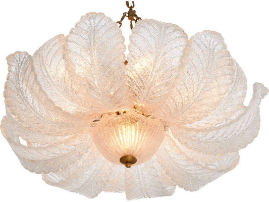 Eichholtz Cabrillo 7-Light Textured Glass Chandelier in Antique Brass Finish