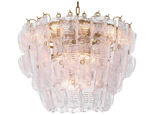Eichholtz 14-Light Solange Chandelier in Antique Brass and Clear Glass