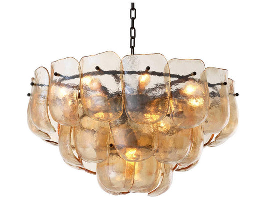 Eichholtz Gustave 13-Light Chandelier in Champagne Colored Glass and Bronze