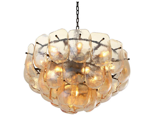 Eichholtz Gustave 13-Light Chandelier in Champagne Colored Glass and Bronze