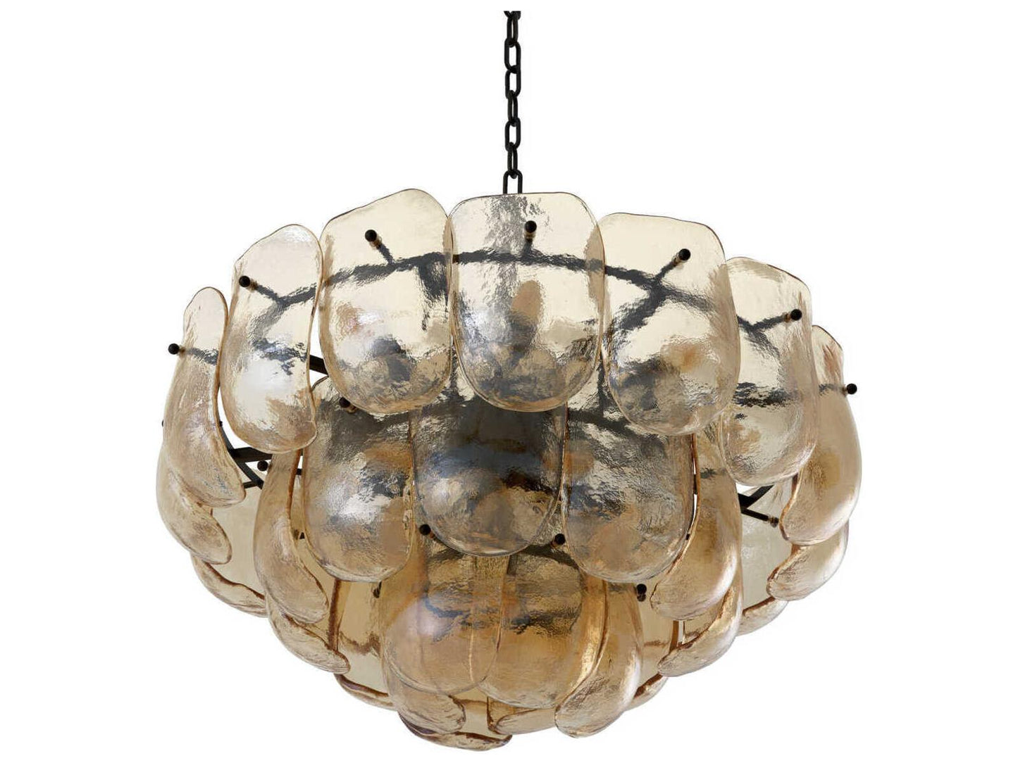 Eichholtz Gustave 13-Light Chandelier in Champagne Colored Glass and Bronze
