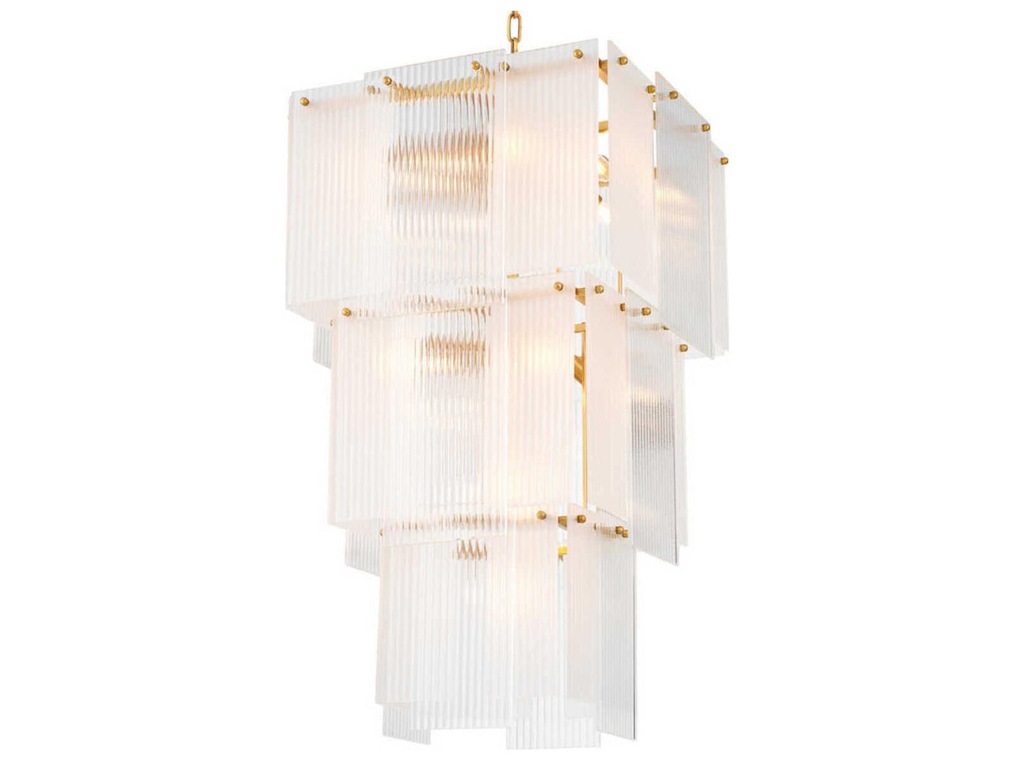 Eichholtz Giardano 15-Light Chandelier with Clear and Frosted Glass in Antique Brass