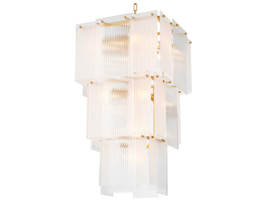 Eichholtz Giardano 15-Light Chandelier with Clear and Frosted Glass in Antique Brass