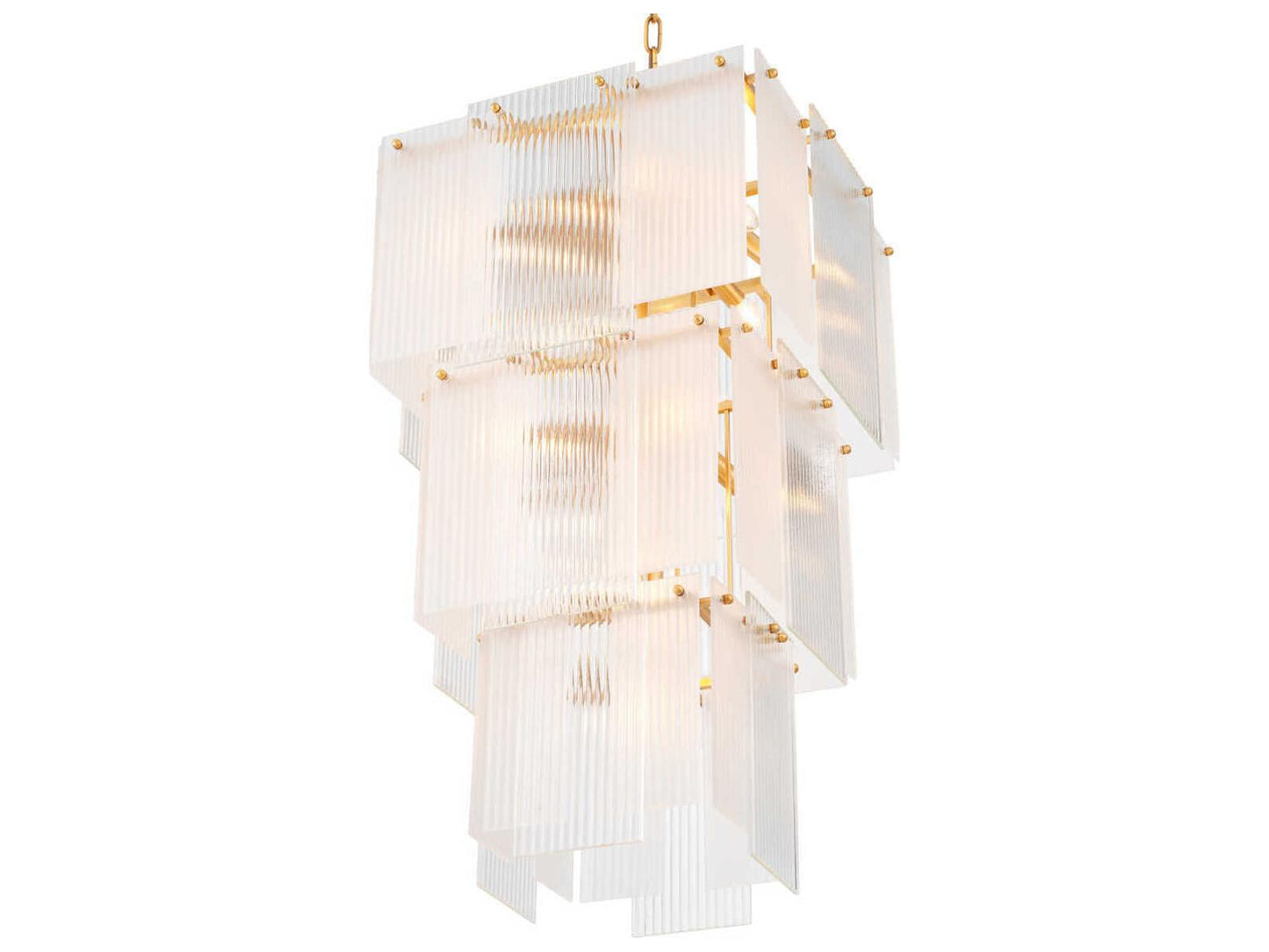 Eichholtz Giardano 15-Light Chandelier with Clear and Frosted Glass in Antique Brass