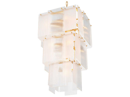 Eichholtz Giardano 15-Light Chandelier with Clear and Frosted Glass in Antique Brass