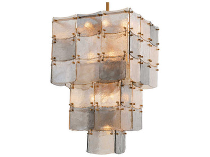 Eichholtz Laurent 17-Light Tiered Glass Chandelier in Antique Brass