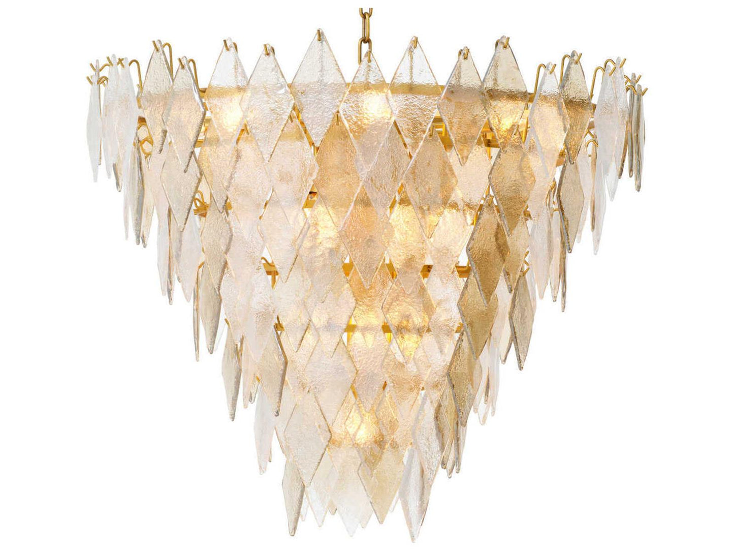 Eichholtz Rhombus L 17-Light Chandelier in Antique Brass and Handmade Glass
