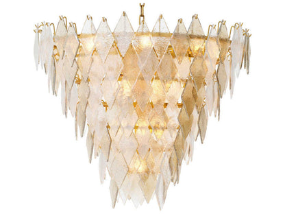 Eichholtz Rhombus L 17-Light Chandelier in Antique Brass and Handmade Glass