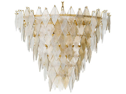 Eichholtz Rhombus L 17-Light Chandelier in Antique Brass and Handmade Glass