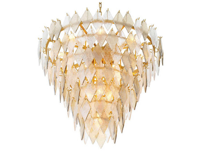 Eichholtz Rhombus L 17-Light Chandelier in Antique Brass and Handmade Glass