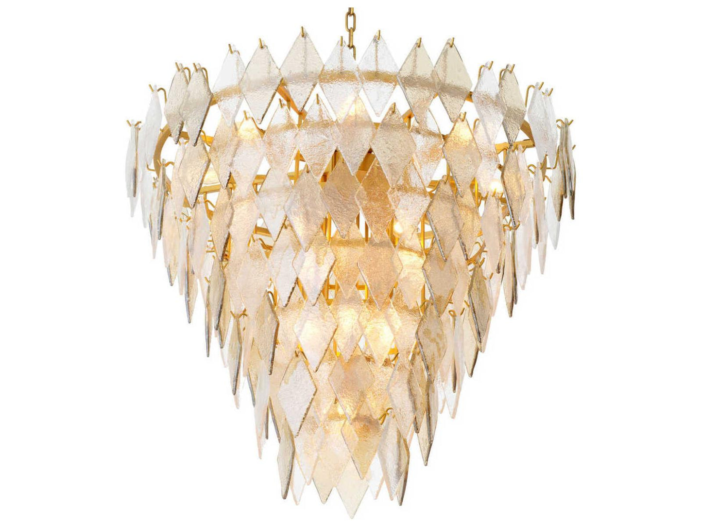 Eichholtz Rhombus L 17-Light Chandelier in Antique Brass and Handmade Glass