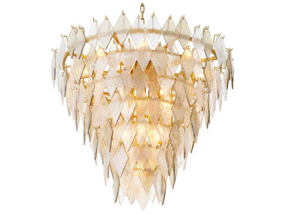 Eichholtz Rhombus L 17-Light Chandelier in Antique Brass and Handmade Glass