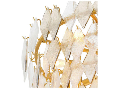 Eichholtz Rhombus L 17-Light Chandelier in Antique Brass and Handmade Glass