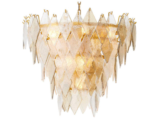 Eichholtz 10-Light Rhombus S Chandelier with Handmade Sugared Glass Antique Brass
