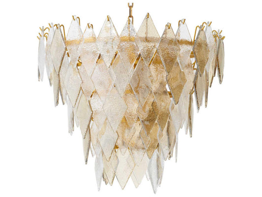 Eichholtz 10-Light Rhombus S Chandelier with Handmade Sugared Glass Antique Brass