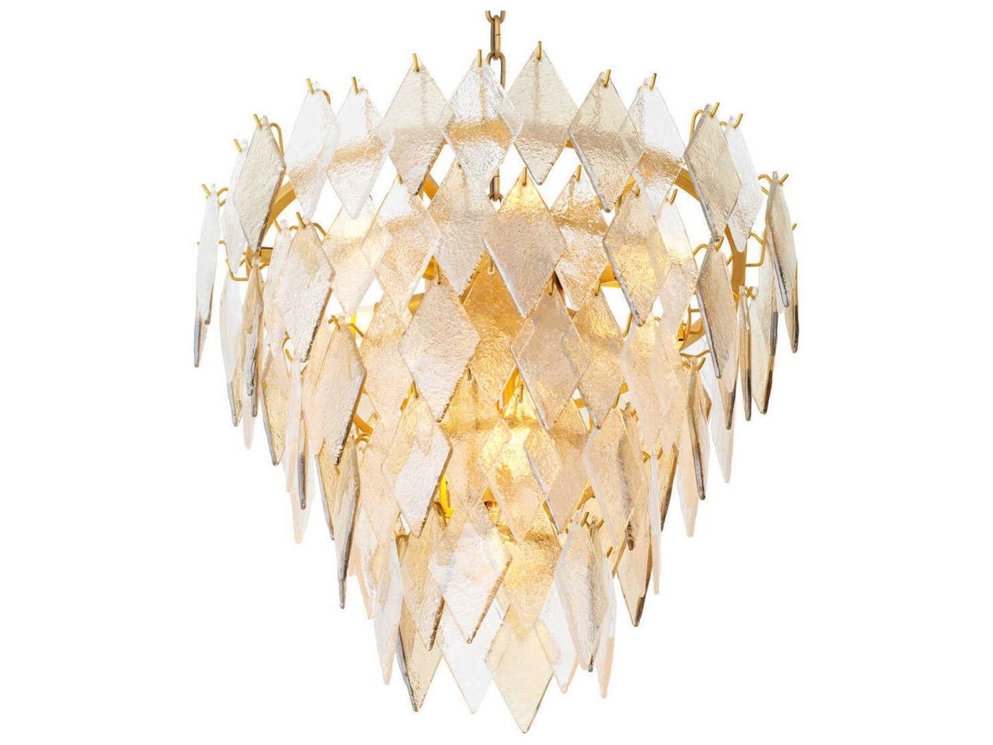 Eichholtz 10-Light Rhombus S Chandelier with Handmade Sugared Glass Antique Brass