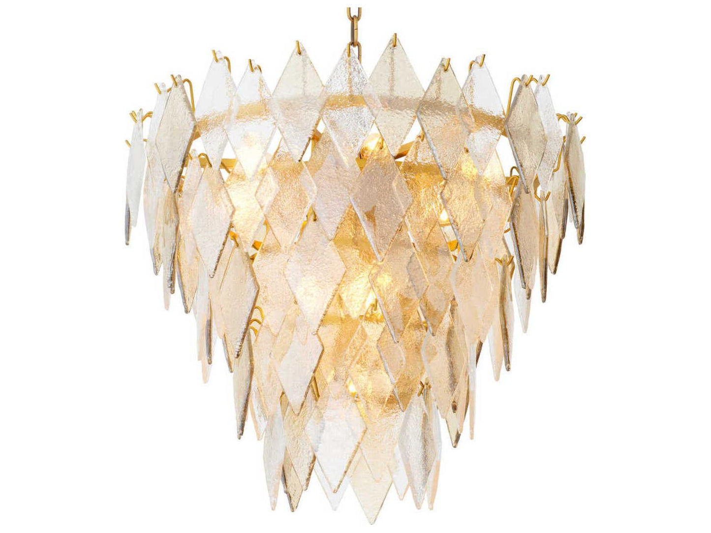 Eichholtz 10-Light Rhombus S Chandelier with Handmade Sugared Glass Antique Brass