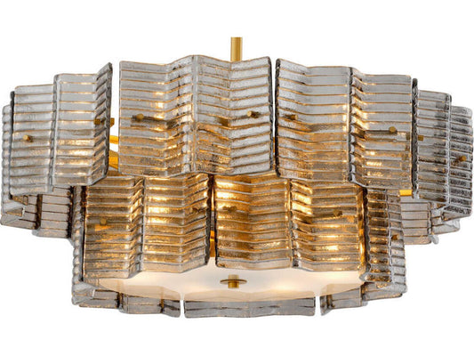 Eichholtz Silvano 12-Light Chandelier in Smoke Glass and Antique Brass