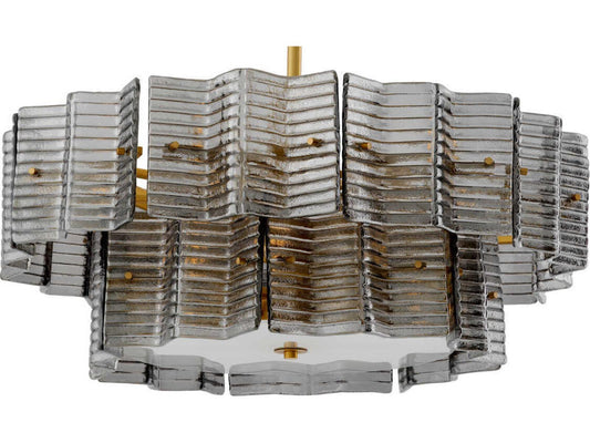 Eichholtz Silvano 12-Light Chandelier in Smoke Glass and Antique Brass