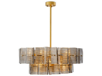 Eichholtz Silvano 12-Light Chandelier in Smoke Glass and Antique Brass