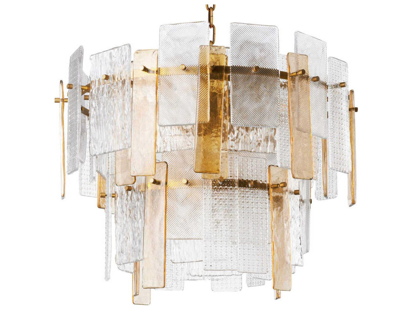 Eichholtz Cassiano 9-Light Structure Glass Chandelier in Antique Brass Finish