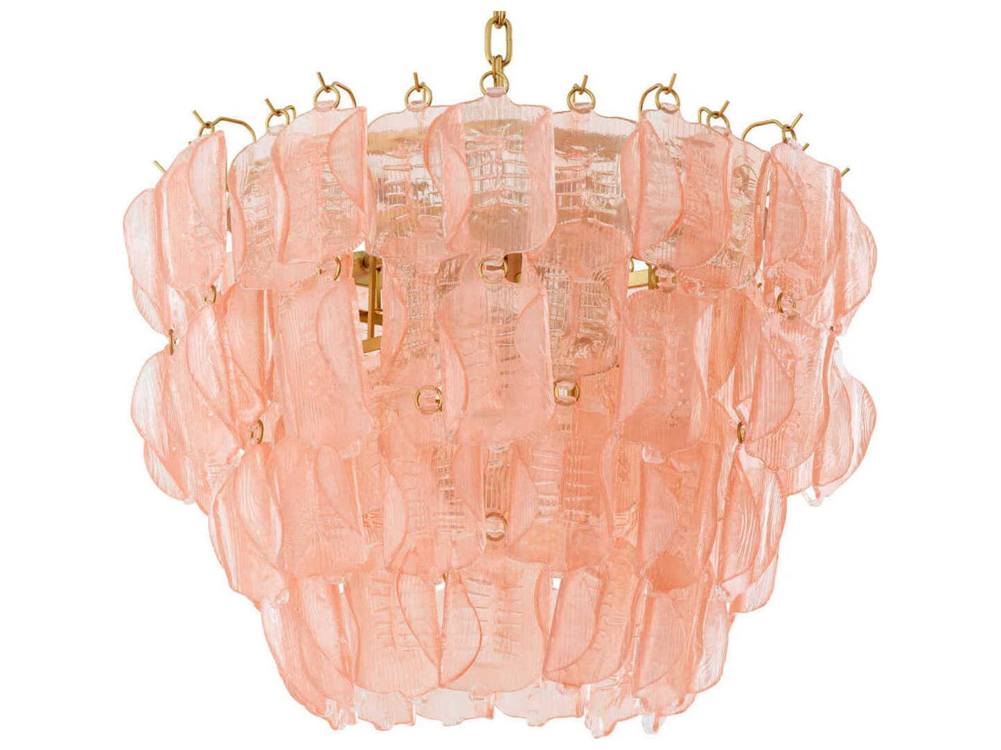 Eichholtz Solange 14-Light Chandelier with Pink Glass and Antique Brass Finish