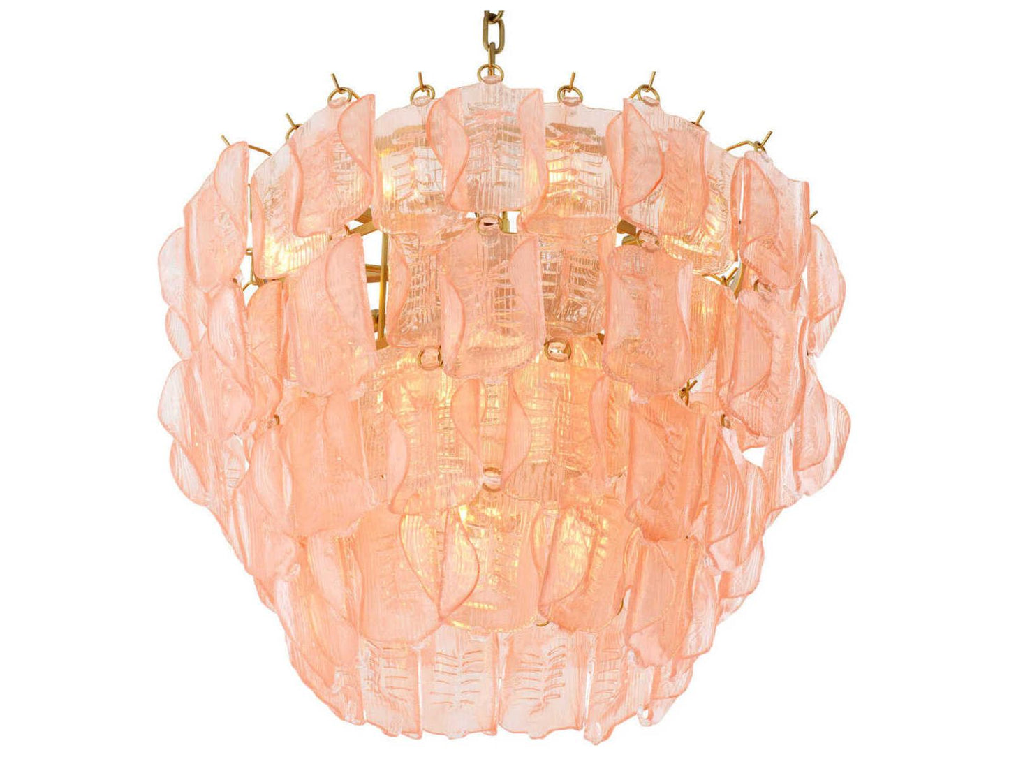 Eichholtz Solange 14-Light Chandelier with Pink Glass and Antique Brass Finish