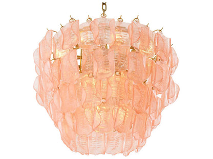 Eichholtz Solange 14-Light Chandelier with Pink Glass and Antique Brass Finish