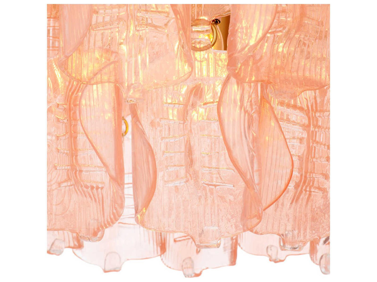Eichholtz Solange 14-Light Chandelier with Pink Glass and Antique Brass Finish