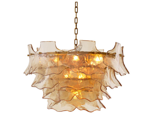 Eichholtz Clarendon 10-Light Tiered Chandelier in Antique Brass and Champagne Glass