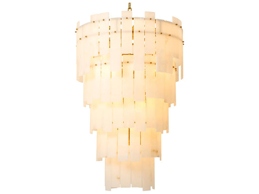 Eichholtz Greyson XL 31-Light Tiered Alabaster Chandelier in Antique Brass
