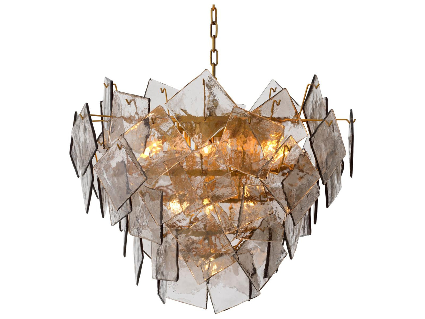 Eichholtz Biltmore 10-Light Chandelier in Antique Brass and Smoke Glass