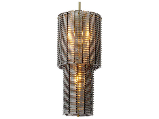 Eichholtz 6-Light Imperial Chandelier in Brushed Brass and Smoke Glass
