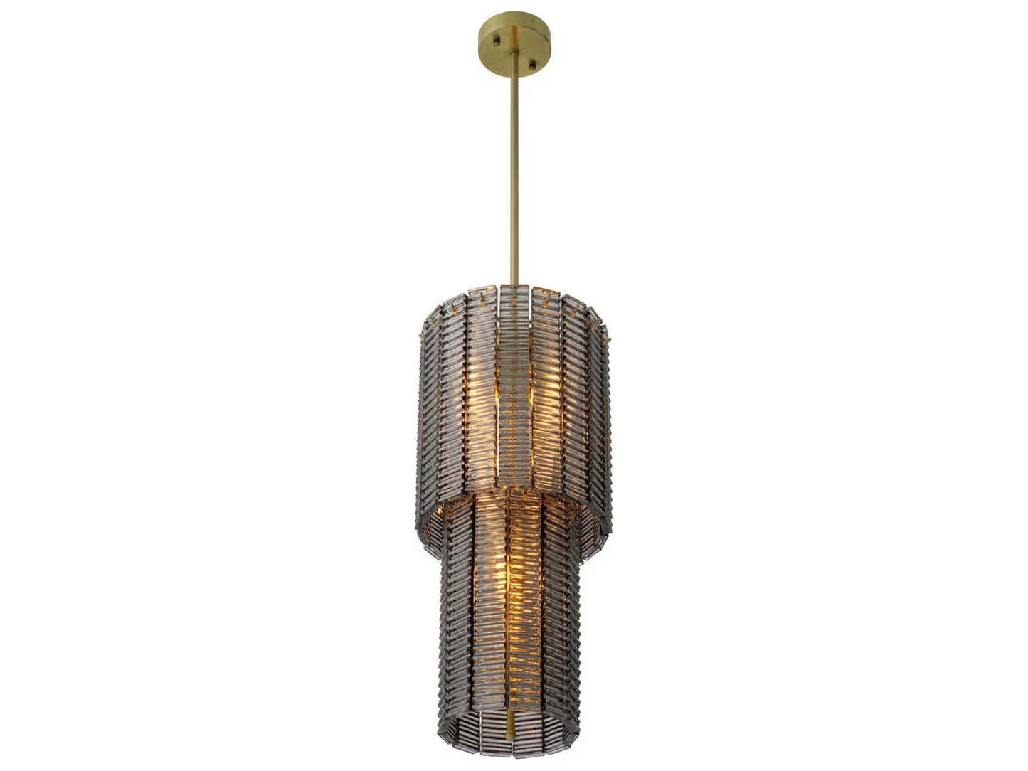 Eichholtz 6-Light Imperial Chandelier in Brushed Brass and Smoke Glass
