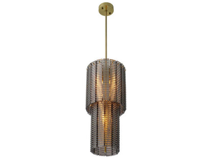 Eichholtz 6-Light Imperial Chandelier in Brushed Brass and Smoke Glass