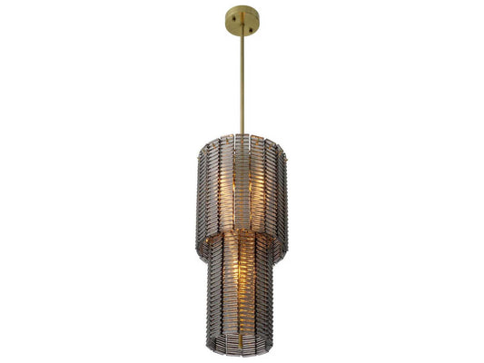 Eichholtz 6-Light Imperial Chandelier in Brushed Brass and Smoke Glass