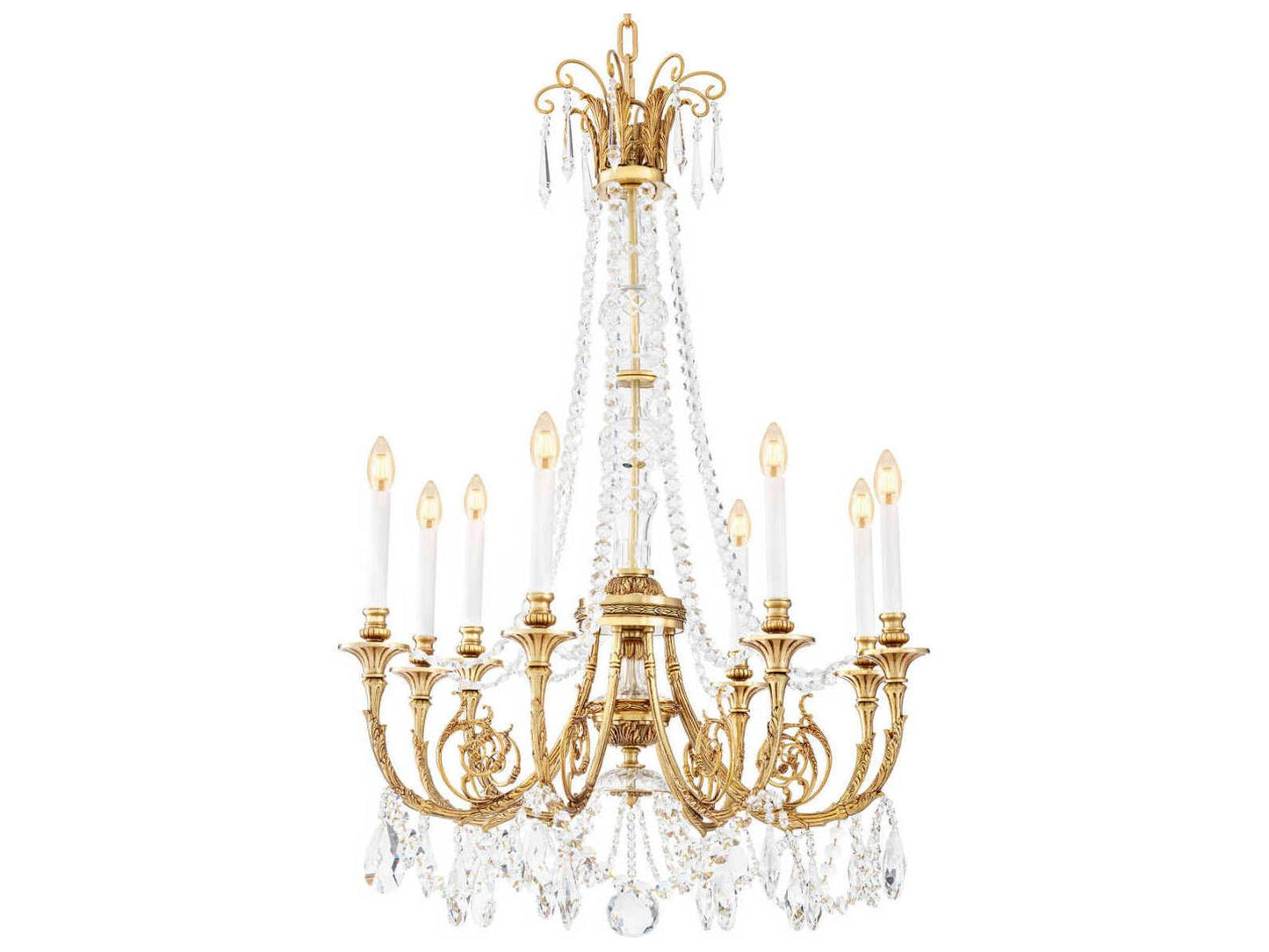 Eichholtz Duvaux 8-Light Traditional Crystal Chandelier in Antique Gold