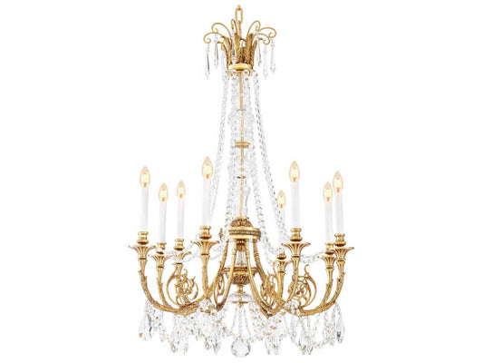 Eichholtz Duvaux 8-Light Traditional Crystal Chandelier in Antique Gold