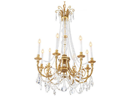 Eichholtz Duvaux 8-Light Traditional Crystal Chandelier in Antique Gold