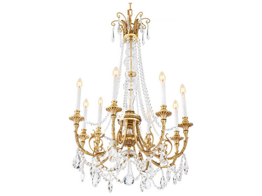 Eichholtz Duvaux 8-Light Traditional Crystal Chandelier in Antique Gold
