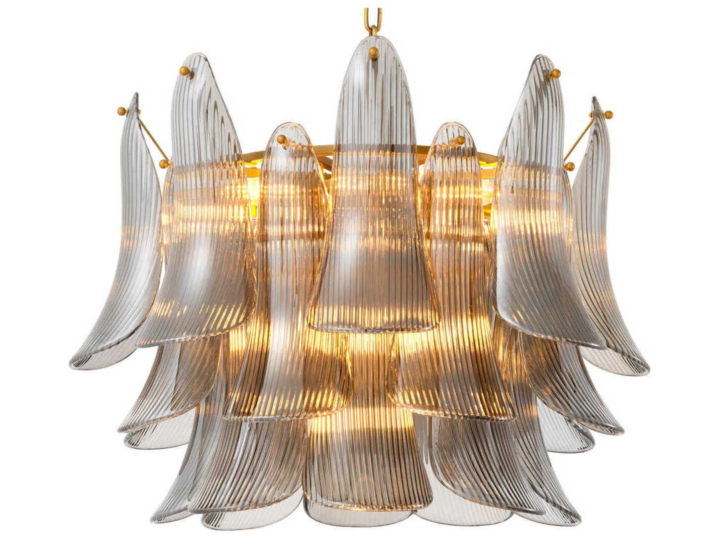 Eichholtz Amun 13-Light Tiered Chandelier in Brushed Brass with Smoke Glass