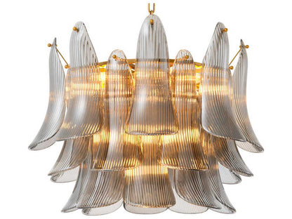 Eichholtz Amun 13-Light Tiered Chandelier in Brushed Brass with Smoke Glass