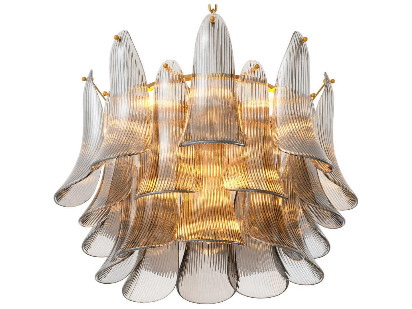 Eichholtz Amun 13-Light Tiered Chandelier in Brushed Brass with Smoke Glass