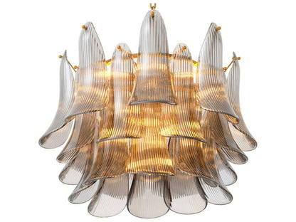 Eichholtz Amun 13-Light Tiered Chandelier in Brushed Brass with Smoke Glass