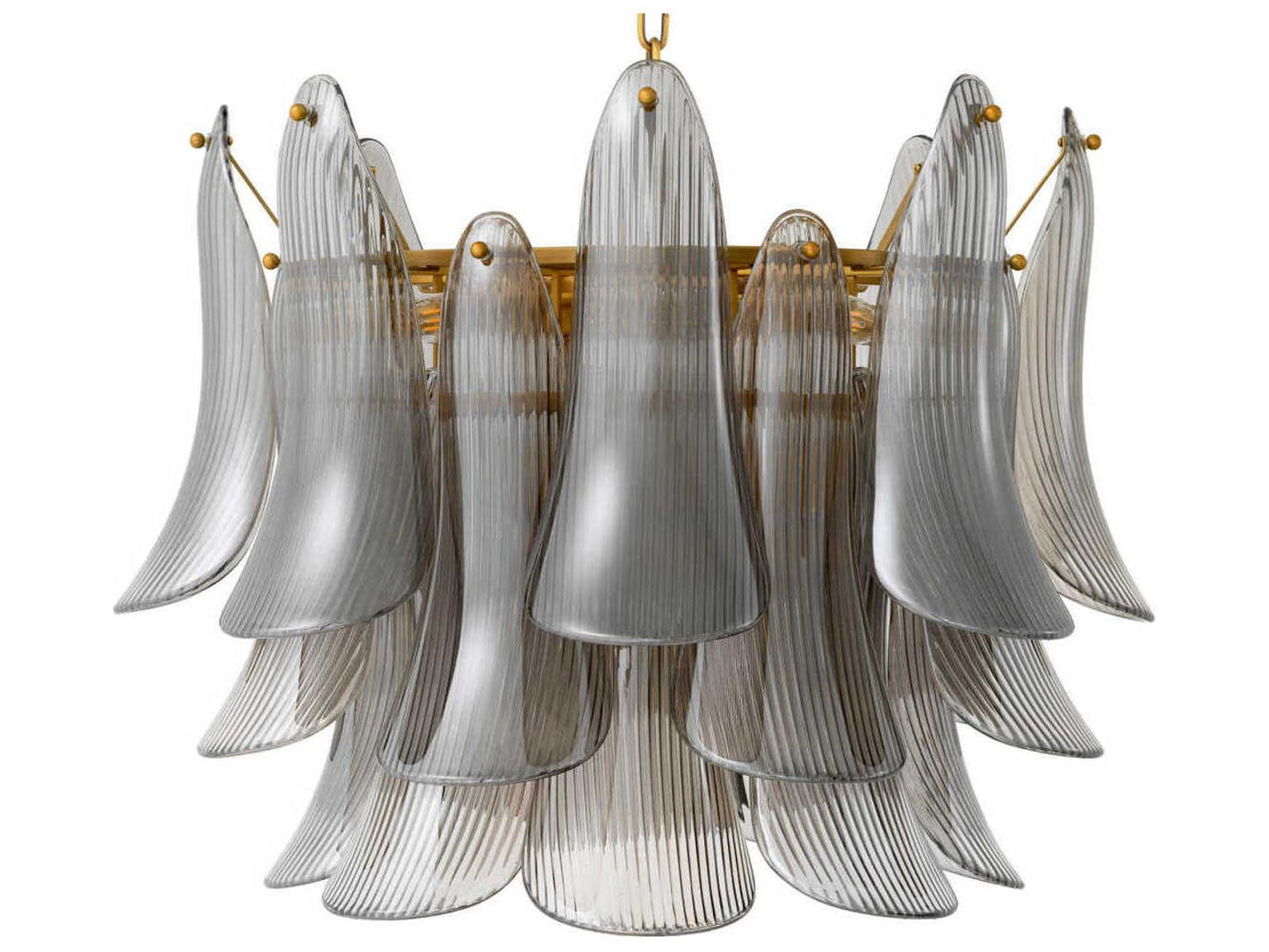 Eichholtz Amun 13-Light Tiered Chandelier in Brushed Brass with Smoke Glass