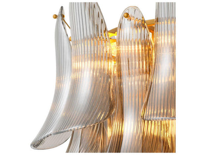 Eichholtz Amun 13-Light Tiered Chandelier in Brushed Brass with Smoke Glass