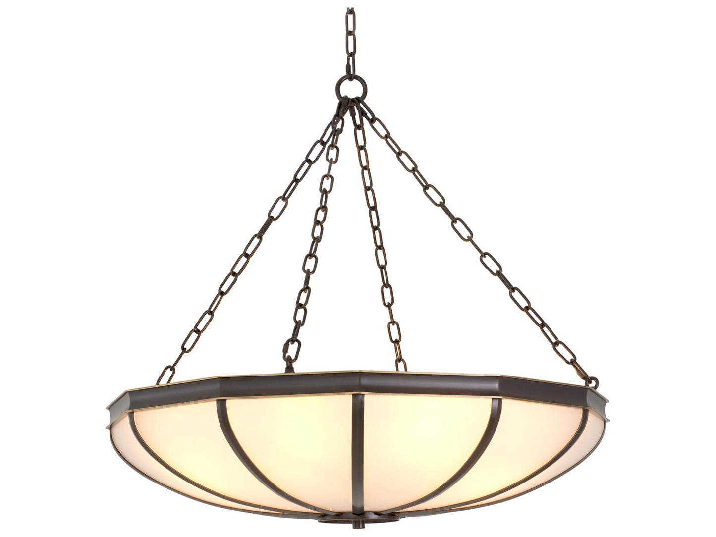 Eichholtz 6-Light Jenkins L Chandelier in Bronze Highlight Finish with White Glass